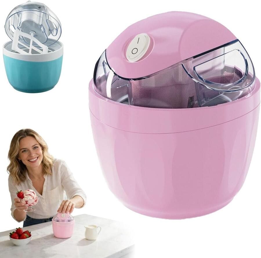 Ijsmachine Roomijsmachine Sorbetmaker Mini ijsmachine Zelf ijs maken Binnen 15 minuten Voor gelato sorbet en yoghurt Voor in de keuken en thuisgebruik -Perzikkleur
