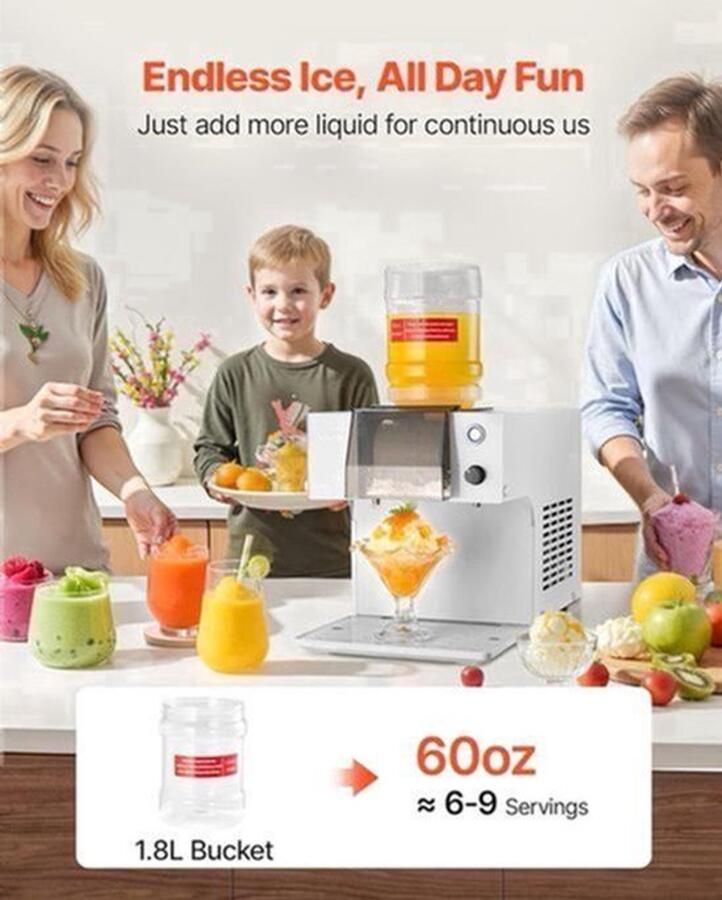 IJsmachine – Sneeuwijsmachine – IJsbreker – IJscrusher – Bingsu Machine – RVS Mes – 1 8 Liter Tank – 80 kg dag Capaciteit – 90 Seconden Snelkoeling