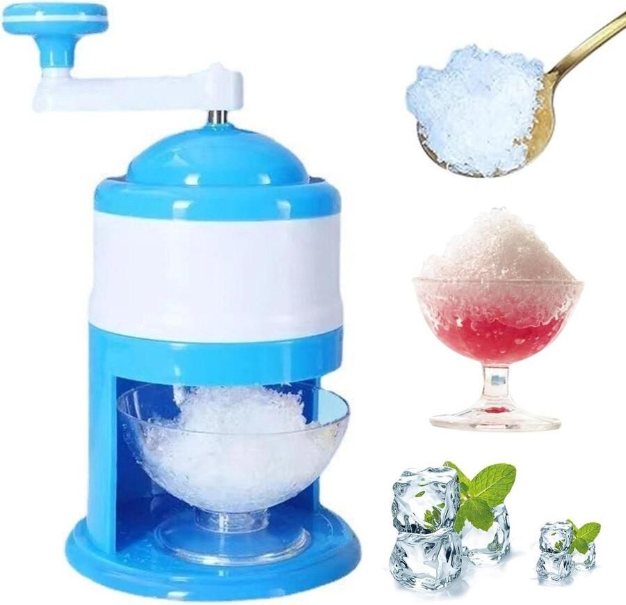 IJsmachine Sneeuwkegels Geschaafd Ijs Doe-het-zelf Drankjes Handmatige Handslinger 27 cm Blauw Wit