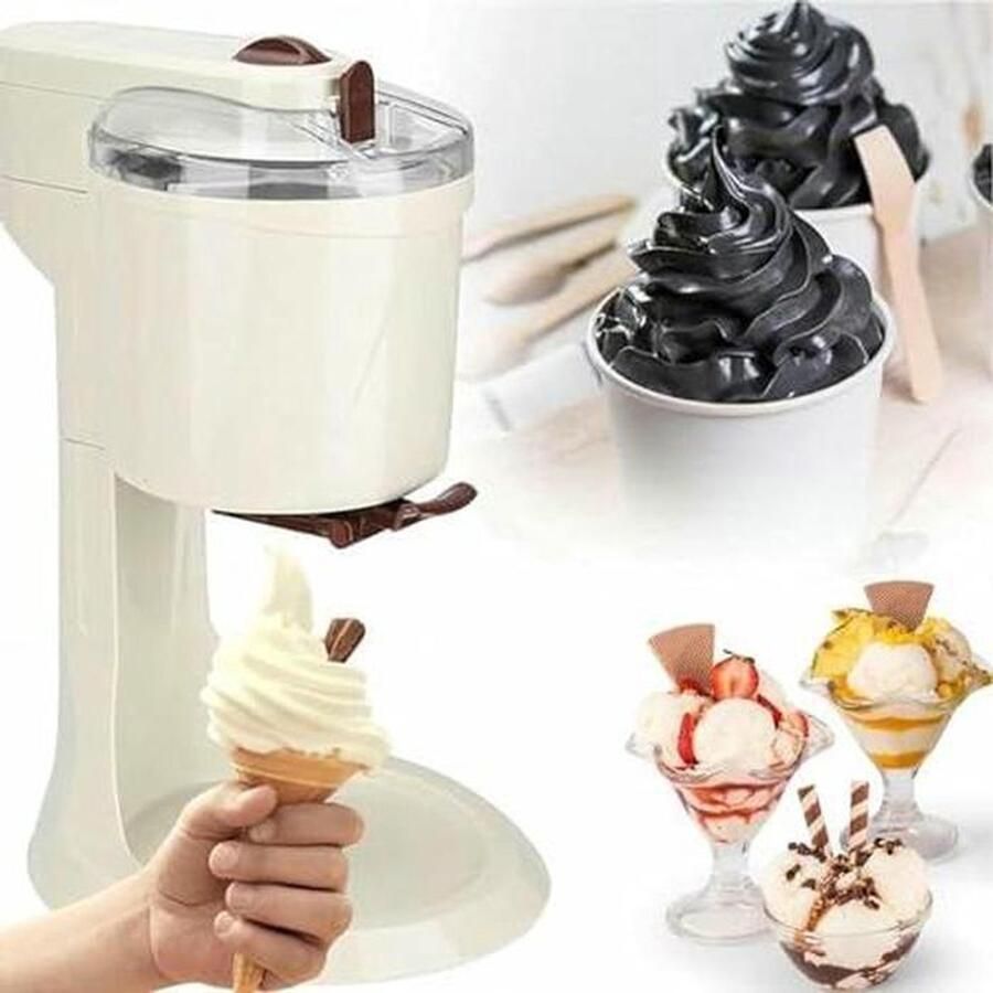 IJsmachine Softijsmachine Yoghurtmaker Zelf Desserts Maken Romig IJs in 10 Minuten 1000 ml Wit