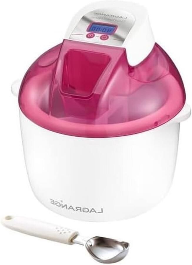 IJsmachine Sorbetmaker IJzer Zelf IJs Maken Programmeerbaar met Timer 18 Liter Roze Wit