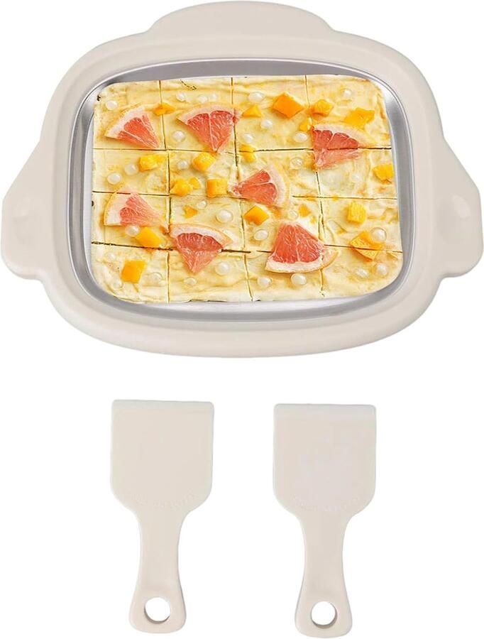 IJsmachine Thuis Zelfgemaakte Desserts Maker Doe-het-zelf Sorbet Inclusief 2 Schrapers 25 x 19 cm Wit