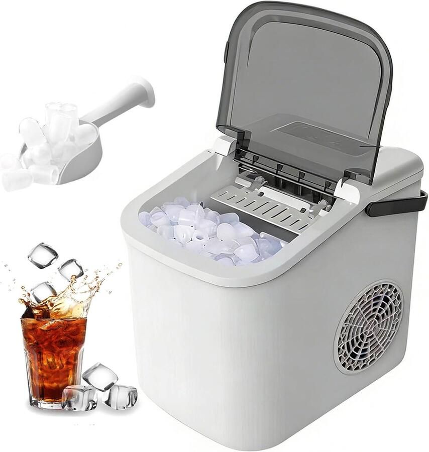 IJsmachine Voor Aanrecht IJsmaker Portable Drankjes Koelen Zelfreinigende Functie 1.1 Liter Tank Zilver