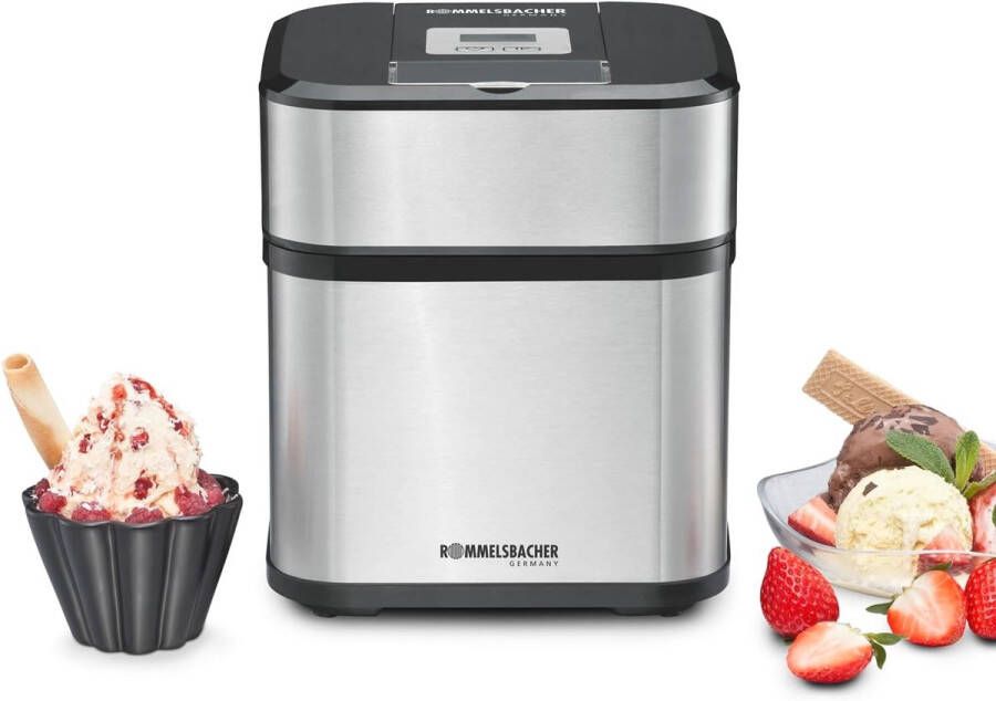 Ijsmachine voor huisgemaakt ijs met diepvriesreservoir en LCD-display