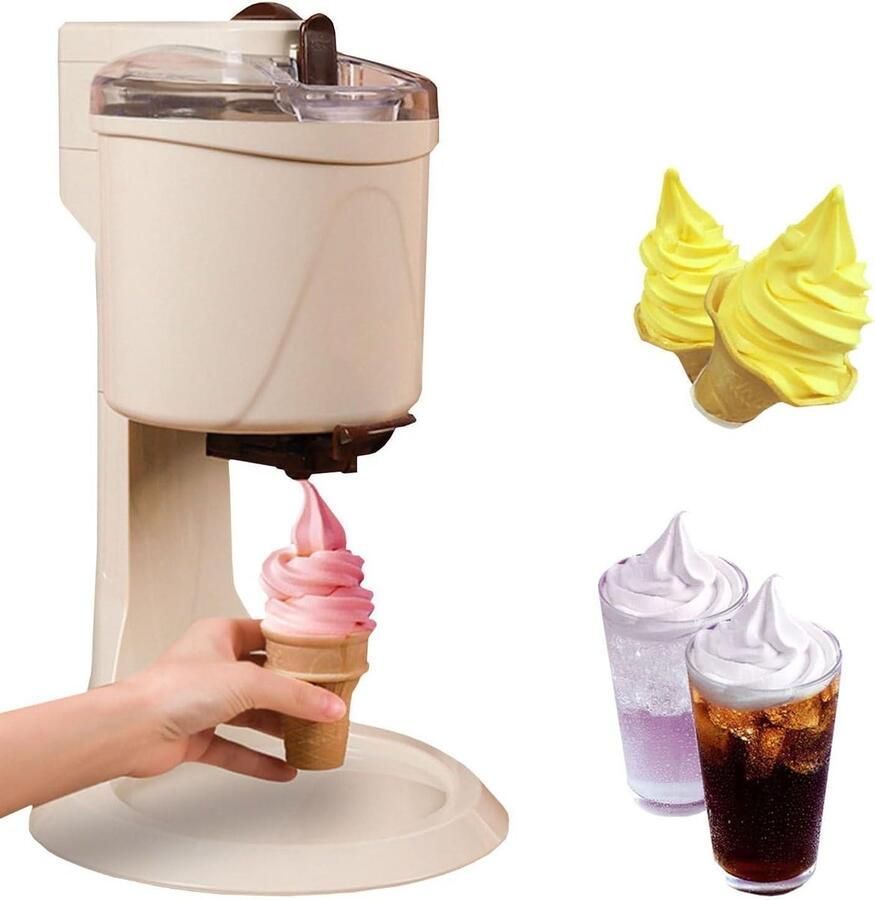 IJsmachine voor thuis Dessertmaker Sorbetmaker Zelf ijs maken Snelle bereiding 10 min 1000ml inhoud Wit