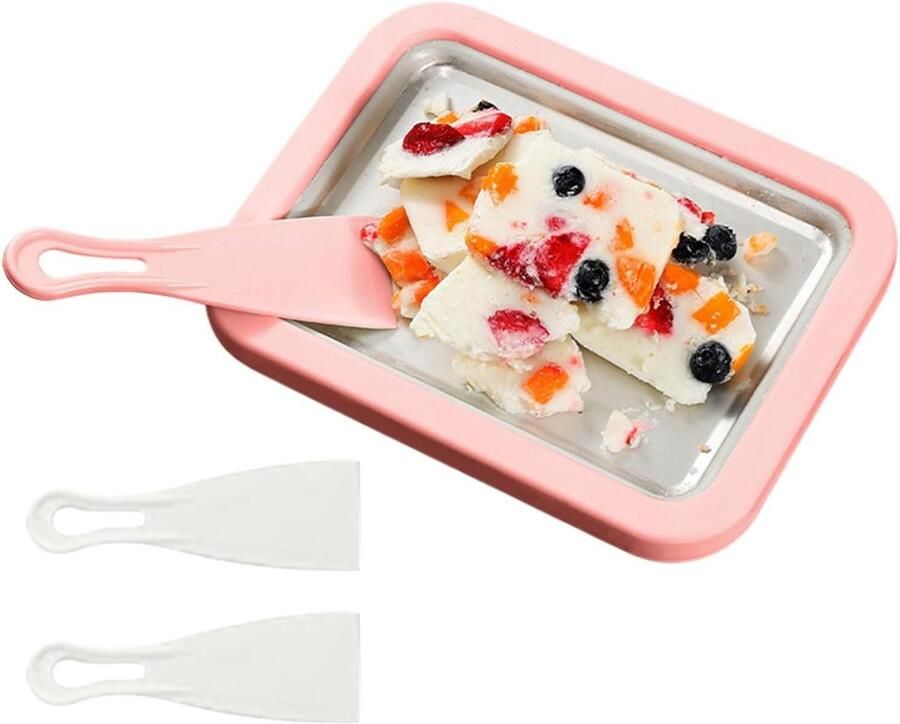 IJsmachine Yoghurtmachine Rol-ijs Maker Desserts Maken Snelle ieset 26x21x3.5cm Roze