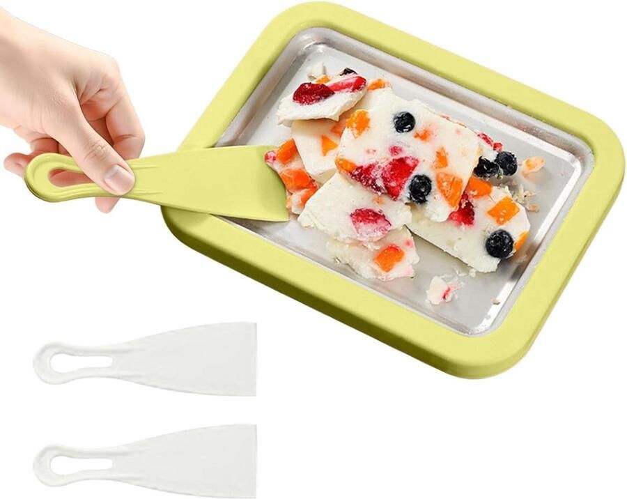 Ijsmachine Yoghurtmaker Dessert Roller Thuis Lekkernijen Maken Handmatig Schraapmechanisme Inclusief 2 Spatels Groen