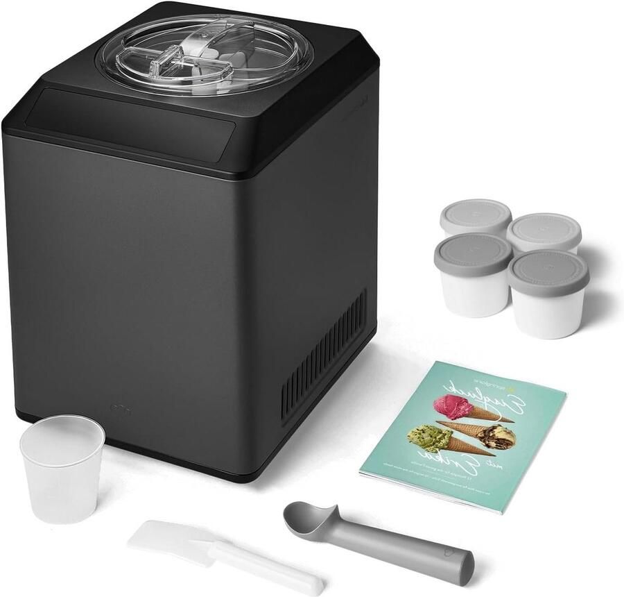 IJsmachine Yoghurtmaker Dessertmaker Thuis Genieten Zelfkoelende Compressor 25 Liter Antraciet