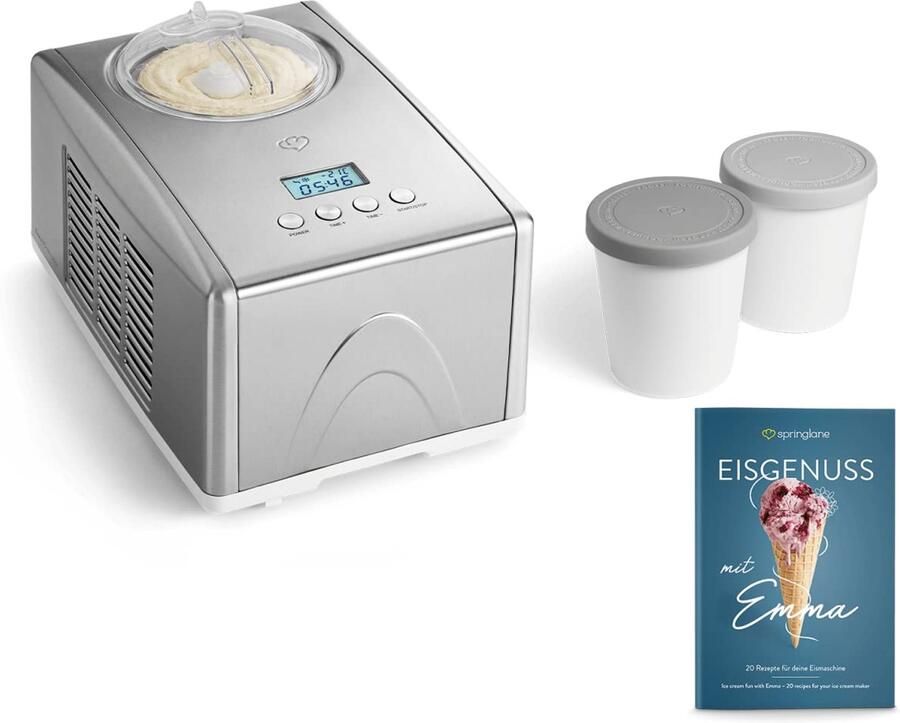 IJsmachine Zelfkoelende Compressor 150 Watt Vermogen 1 5 Liter Inhoud Roestvrij Staal Voor IJs En Sorbet