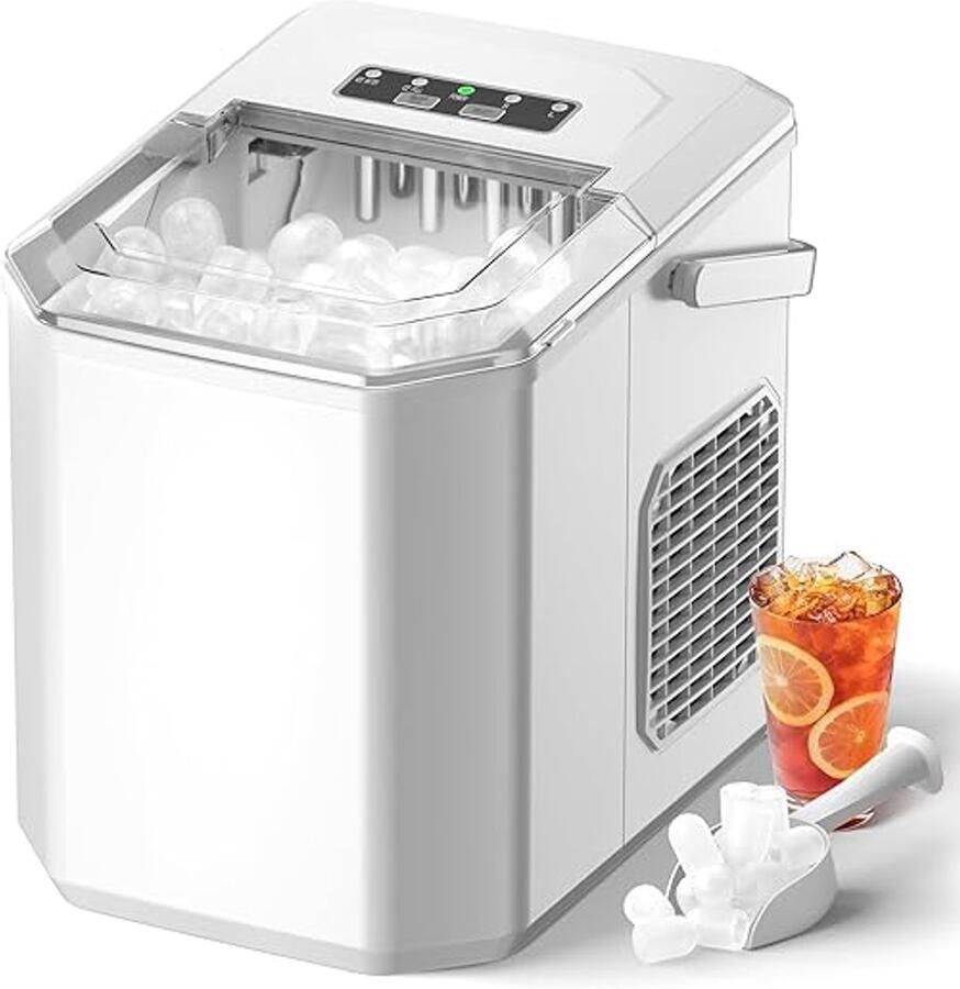 IJsmachine Zelfreinigend 12 kg IJs per 24 Uur Professionele IJsblokjesmachine 1 5 Liter Waterreservoir Stil en Draagbaar Inclusief IJsschep en IJsmand Wit