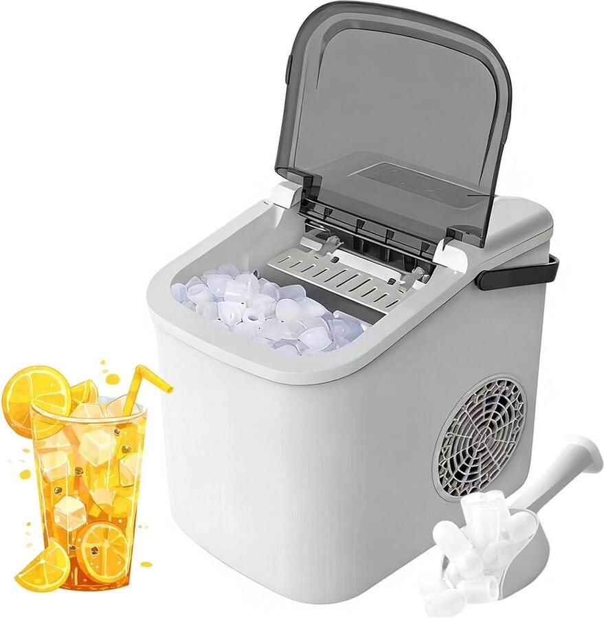 IJsmaker aanrecht IJsmachine Portable Drankjes Koelen Zelfreinigend 21.5 cm Zilver