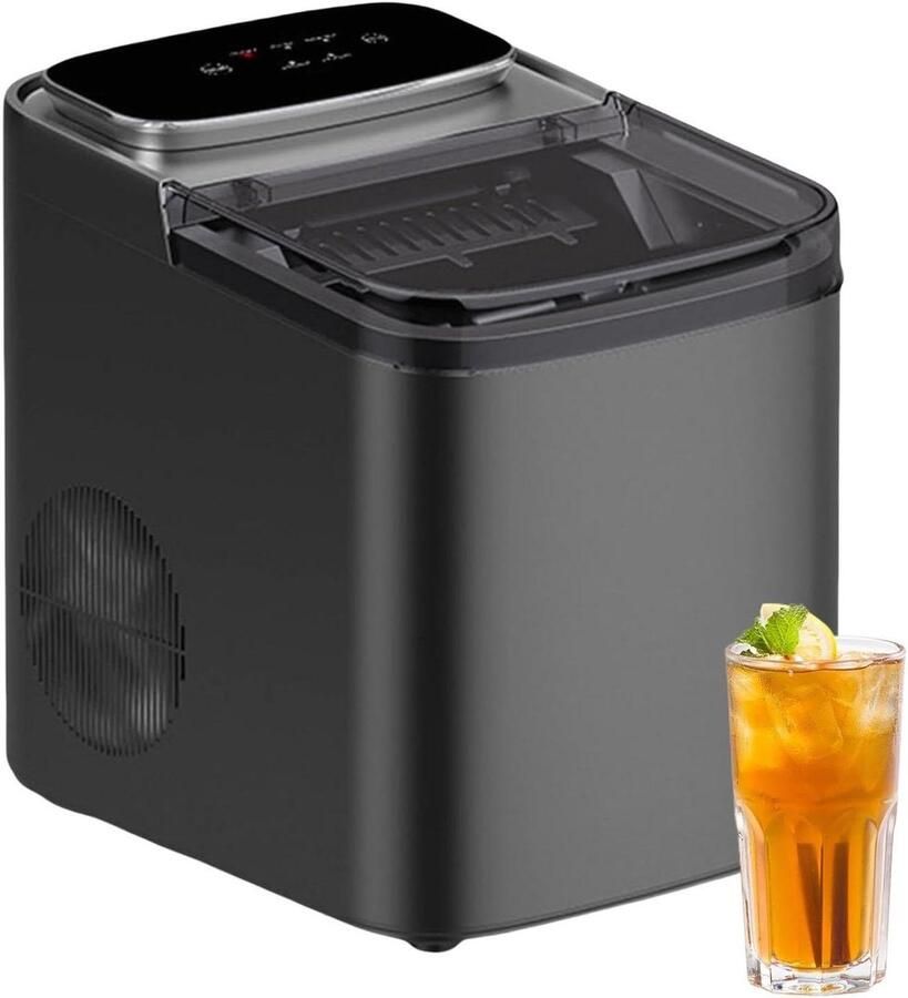 IJsmaker Aanrecht IJsmachine Tafelmodel Drankjes Koelen Twee Ijsformaten 12 kg Per Dag Zwart Wit