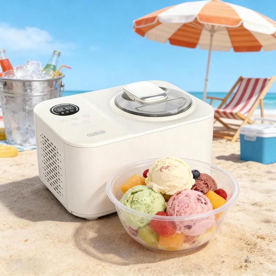 IJsmaker Dessertmaker Zelfgemaakt IJs Snelle Desserts Maken Voorvriezen Niet Nodig 12 Liter Gebroken Wit