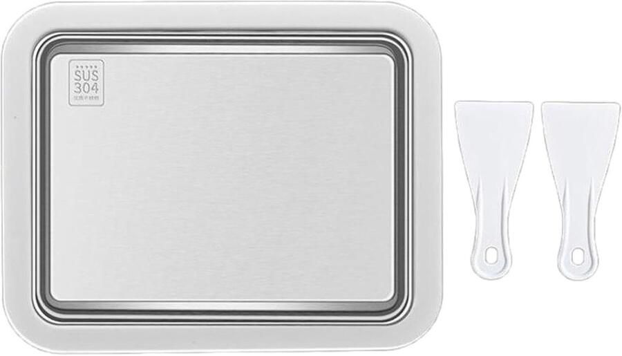 Ijsmaker Dienblad Ijsrolhouder Plaat Zelf IJs Maken Roestvrij Staal 260x32x210 mm Meerkleurig