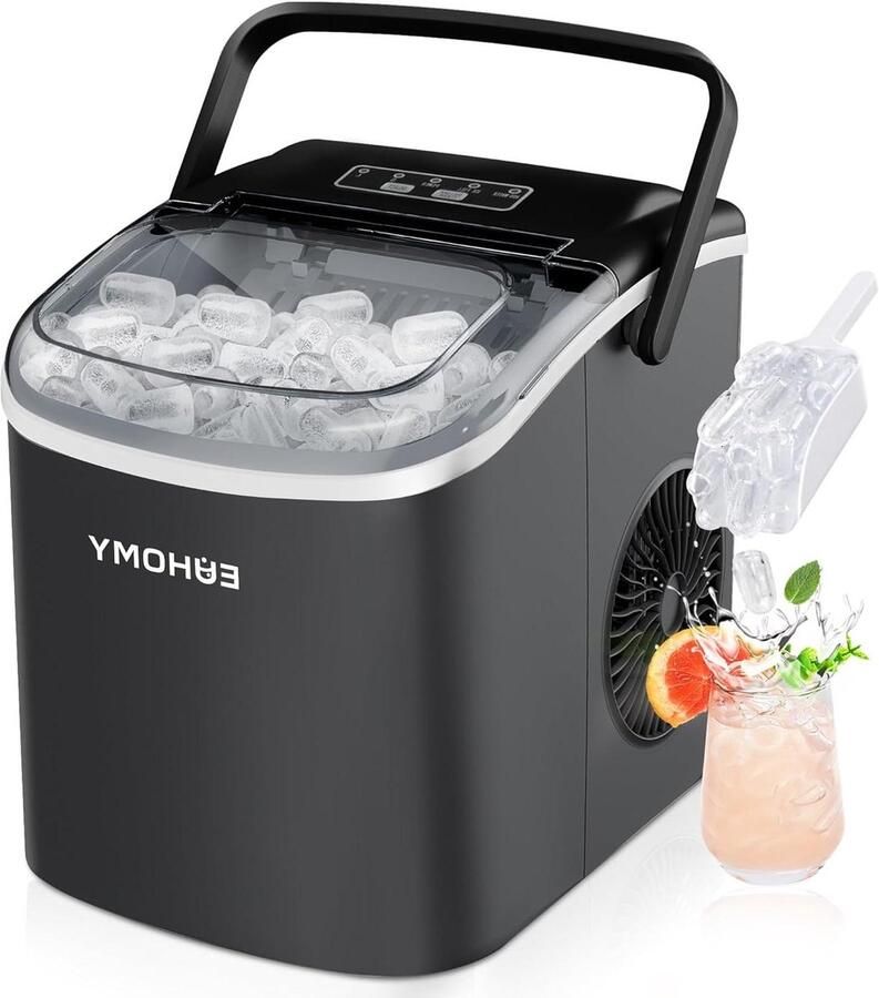 IJsmaker IJsblokjes machine Snelle IJsblokjes Zelfreinigend programma 12 kg per dag Zwart