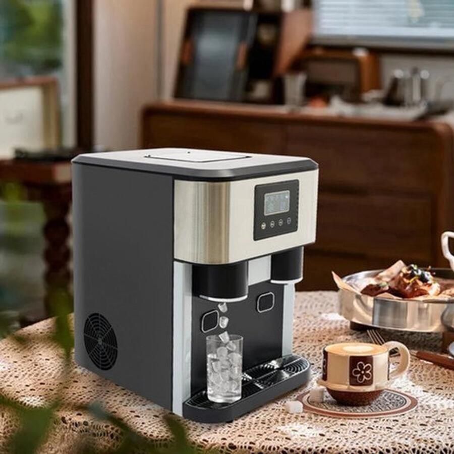 IJsmaker – Ijsmachine – Ijsblokjesmaker – Ijscrusher – Waterreservoir 1 8L – 100-150W Motorvermogen – LCD-Touchpaneel - Foto 1