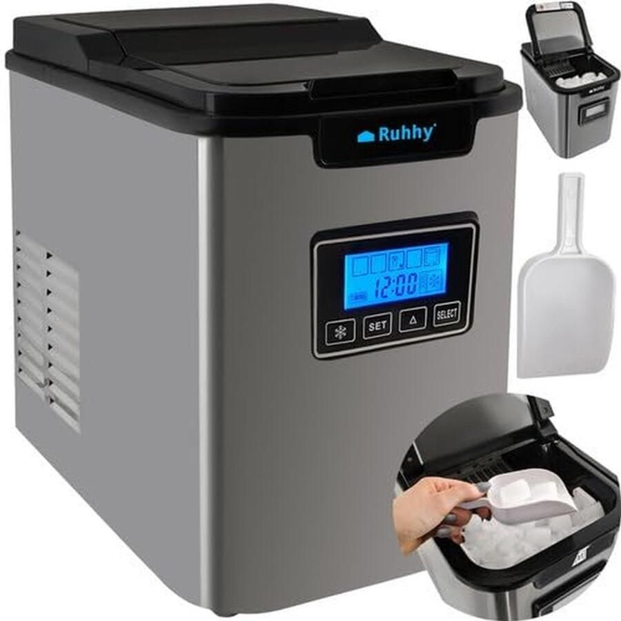 IJsmaker IJsmachine Snelle IJsie 3 IJsvormen Instelbaar 12 kg per dag Zilver