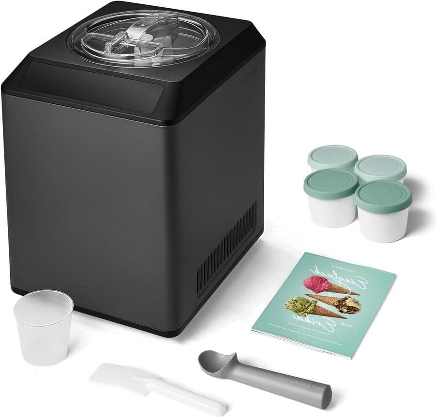 IJsmaker met Compressor Yoghurtmaker Dessertmaker Zelf IJs Maken Zelfkoelend Systeem 2.5 Liter Antraciet