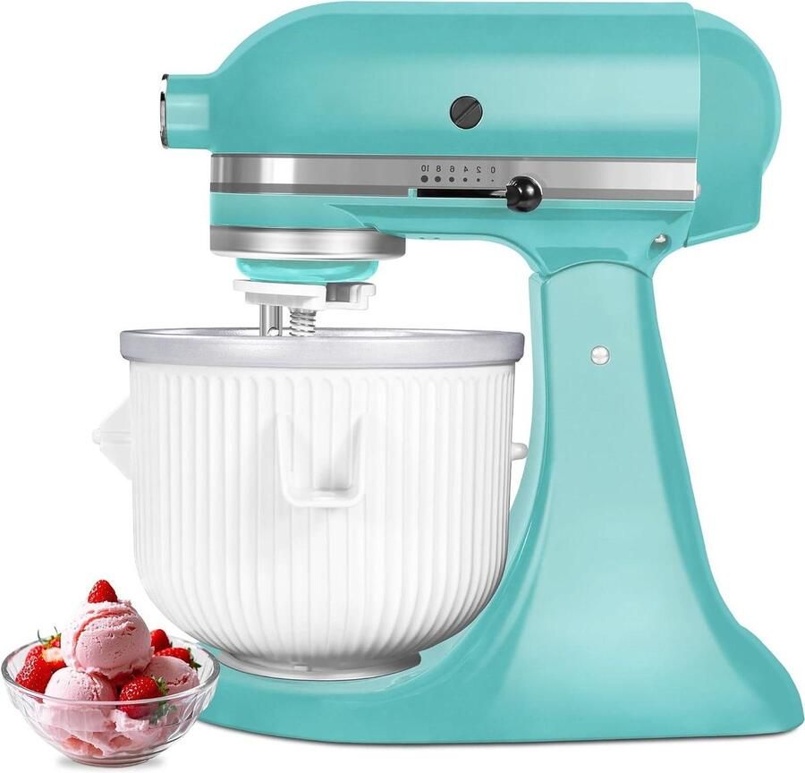 IJsmaker Opzetstuk Keuken Hulp IJsmachine Zelfgemaakte IJsjes Maken Compatibel met 4.5QT+ 2 Liter Wit