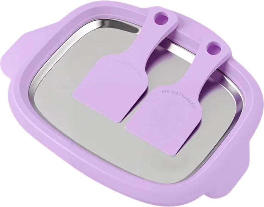 IJsmaker Plaat Vriesplaat Dessert Zelf IJs Maken Herbruikbaar Antiaanbak 25x19 cm Paars