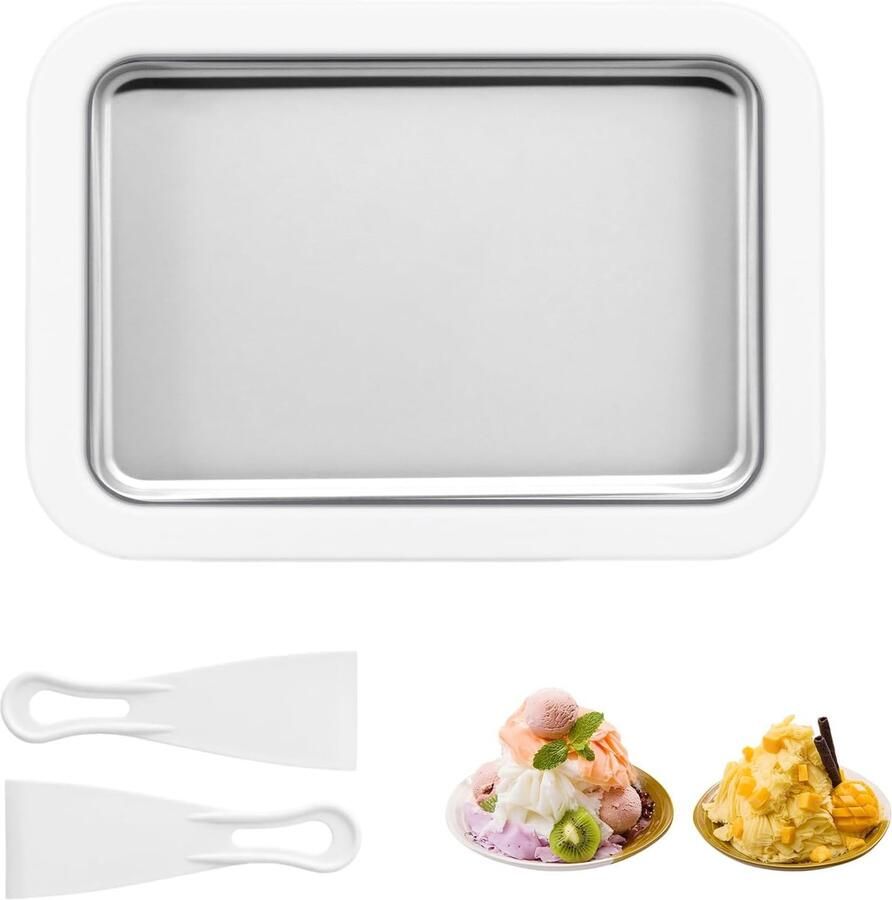 IJspan met 2 spatels Instant Rolled Ice Cream Maker van roestvrij staal ijsplaat voor zelfgemaakte ijsrollen frozen yoghurt smoothie gelato