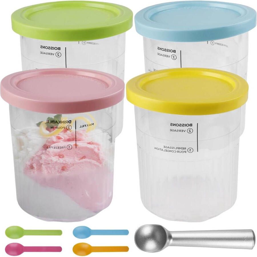 IJspint-container reservecontainer met deksel lepel geschikt voor Ninja Creami ijsmachine NC500 NC501 Creami-serie