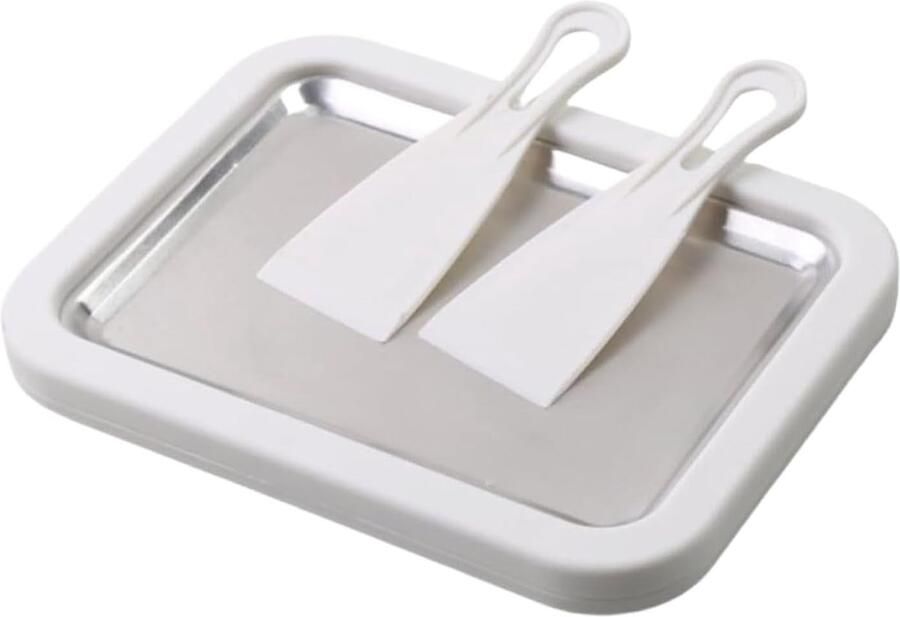 IJsplaat Dessertmaker Zomerse Snacks Dubbele Schraper 22 x 17.5 cm Wit