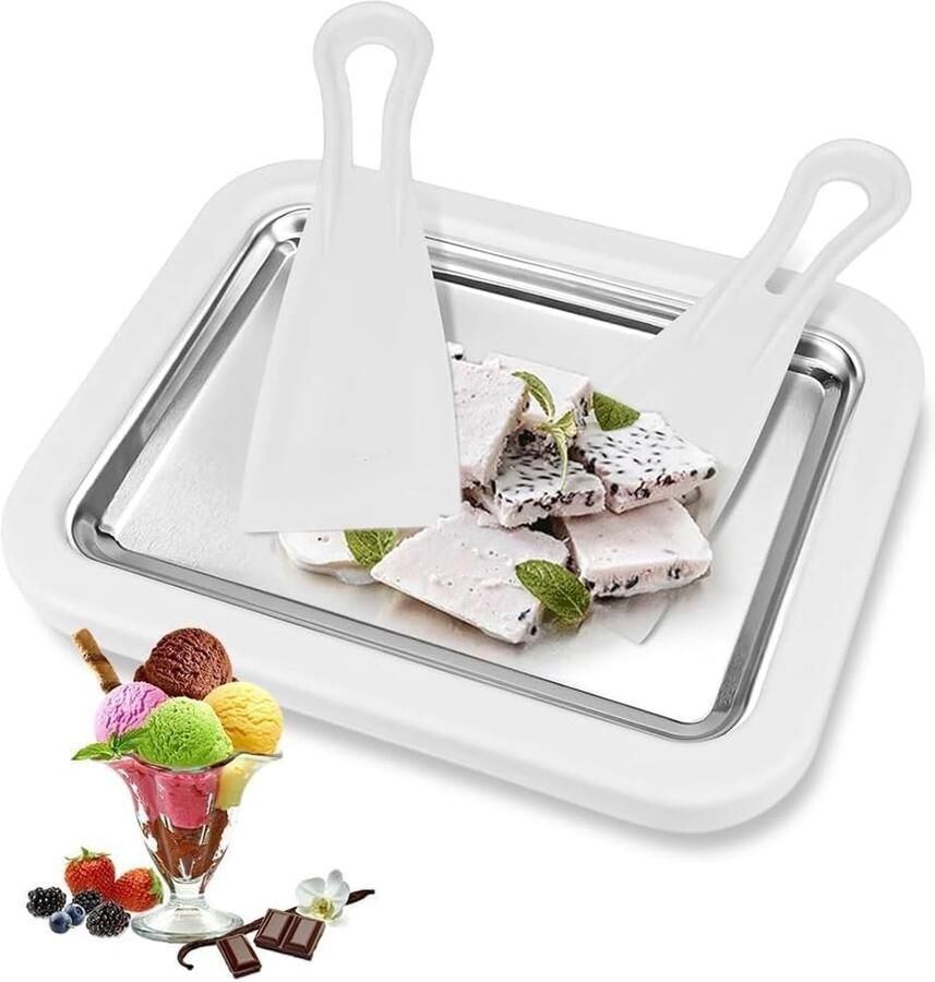 IJsplaat voor het maken van ijs Rolled Ice Cream Maker Roller Maker Pan met 2 spatels ijs zelf maken DIY rolmachine plaat ijsmachine voor sorbet bevroren yoghurt gelato rolroom