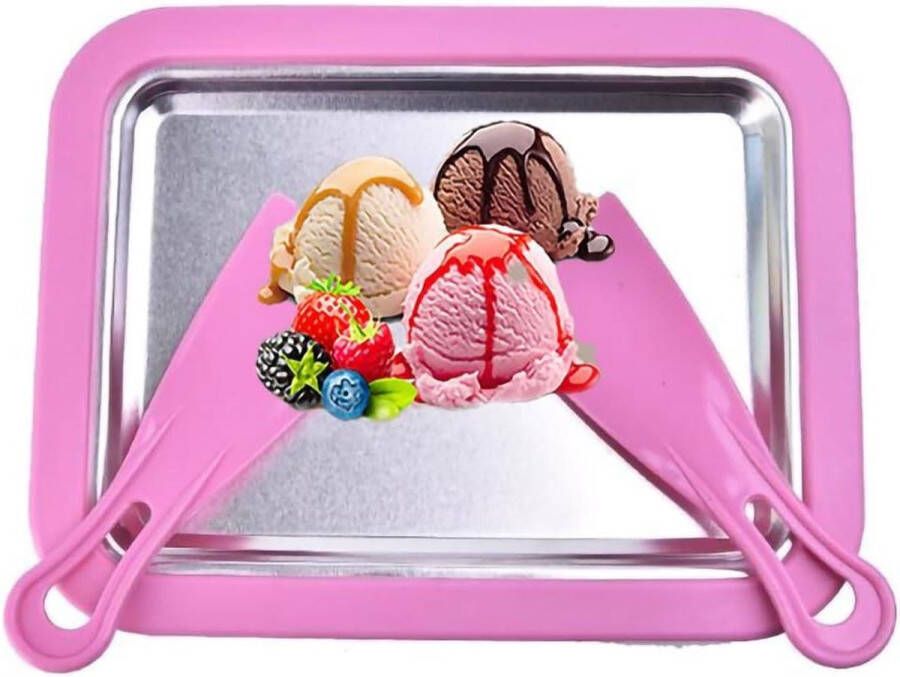 IJsplateau om ijs te maken Roll Ice Cream Maker Zelfgemaakte rolroom Bevroren yoghurt en gelato Roze