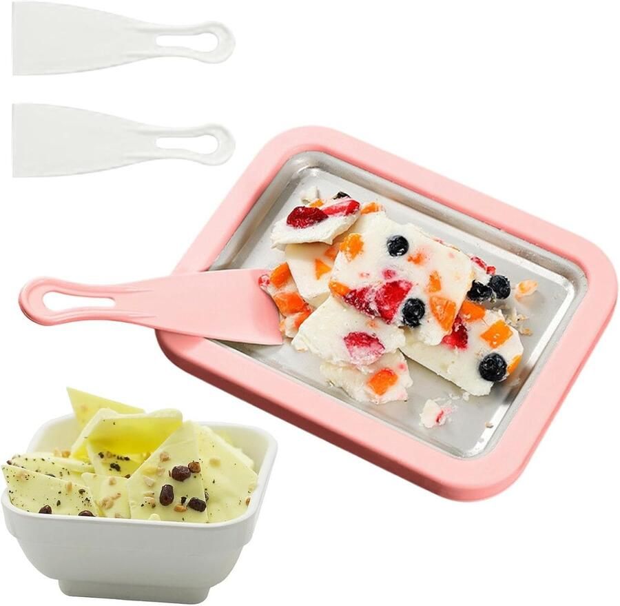 Ijsrol Machine Yoghurt Bak Desserts Maken Dubbele Schraper 22.6 cm Roze