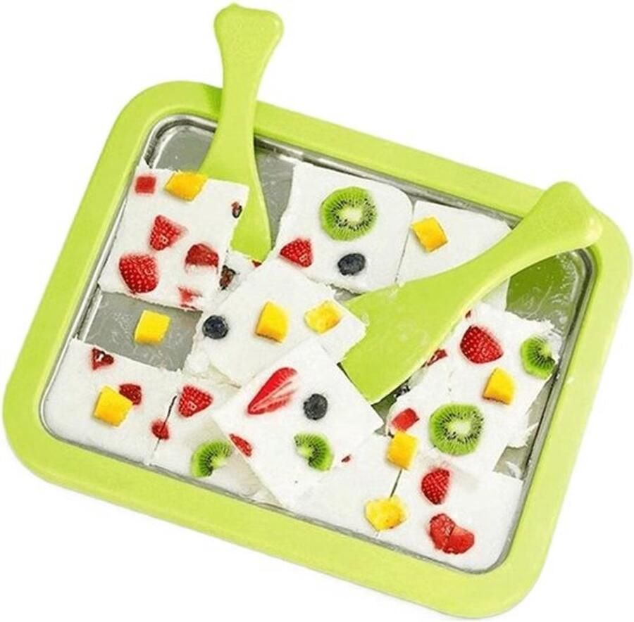 Gerolde ijsmachine IJsbak machine Desserts Maken Voedselveilig Roestvrij Staal 26 x 21 cm Groen