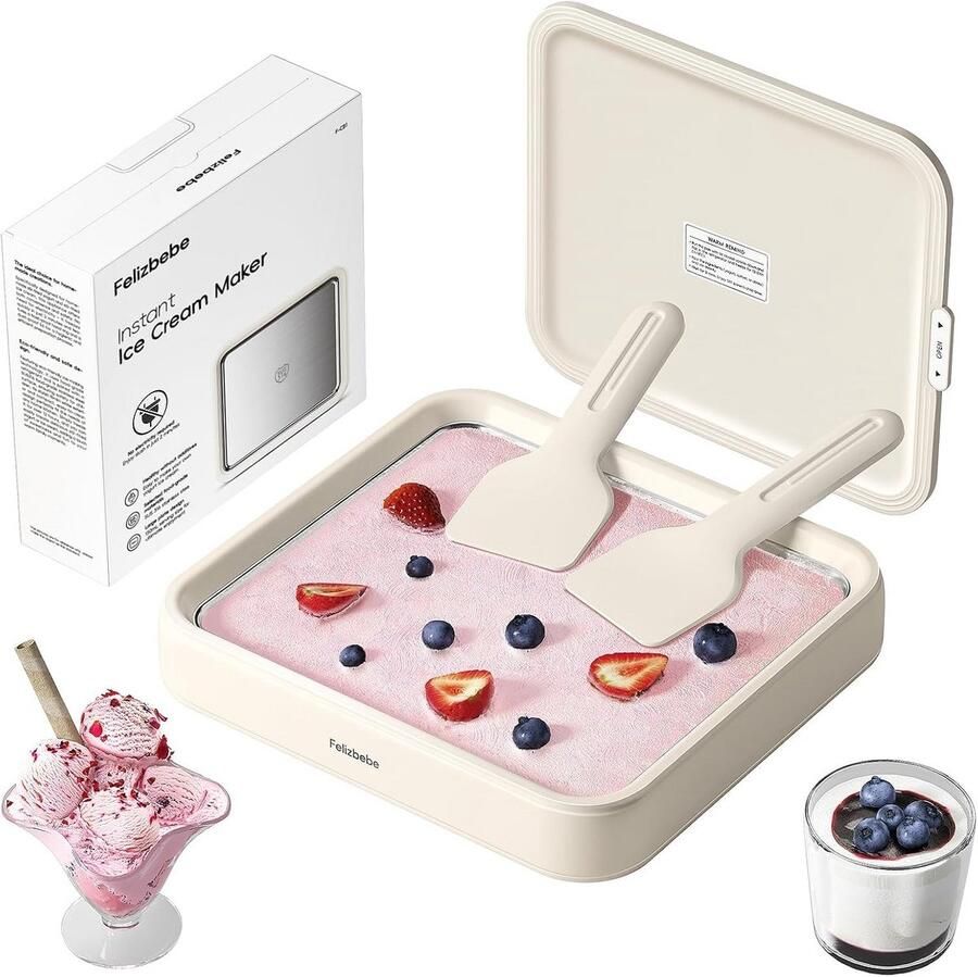 IJsroller Maker met Deksel en Spatels voor Zelfgemaakt IJswals IJs en Bevroren Yoghurt