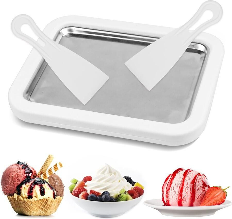 IJsroller Maker Pan Wit 22 5 X 17 5 Centimeter 5 Fluid Ounces Inhoud Roestvrij Staal Kunststof Voor Sorbet En Bevroren Yoghurt