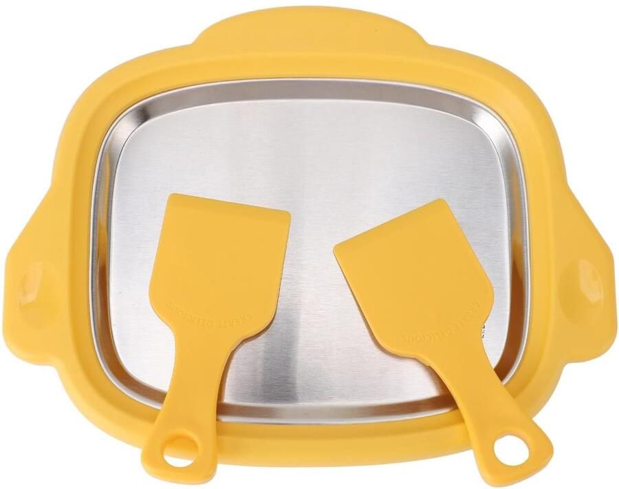 IJsroller met Scheppen Yoghurtmachine Ijsbakje Thuis Dessert Maken 304 Roestvrijstalen Plaat