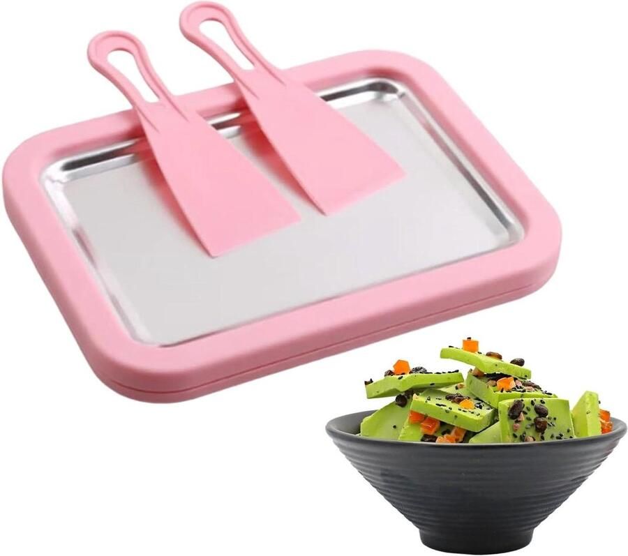 IJsrollermachine IJsmaker Rolletjes Desserts Maken Dubbele Schraper Niet gespecificeerd Roze
