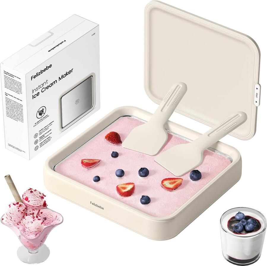 IJsrolmachine Instant IJsrolmaker 150 ml Inhoud SUS316 Roestvrij Staal Crèmekleurig Voor Yoghurt En Sorbet