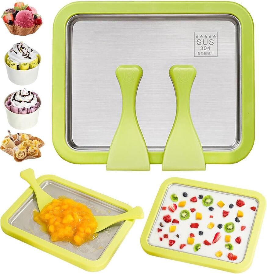 IJsroom Rolmaker Set met 2 Spatels Instant IJsmaker Compact 26 x 21 cm Perfect voor Zelfgemaakte IJsrolletjes ShopVlot