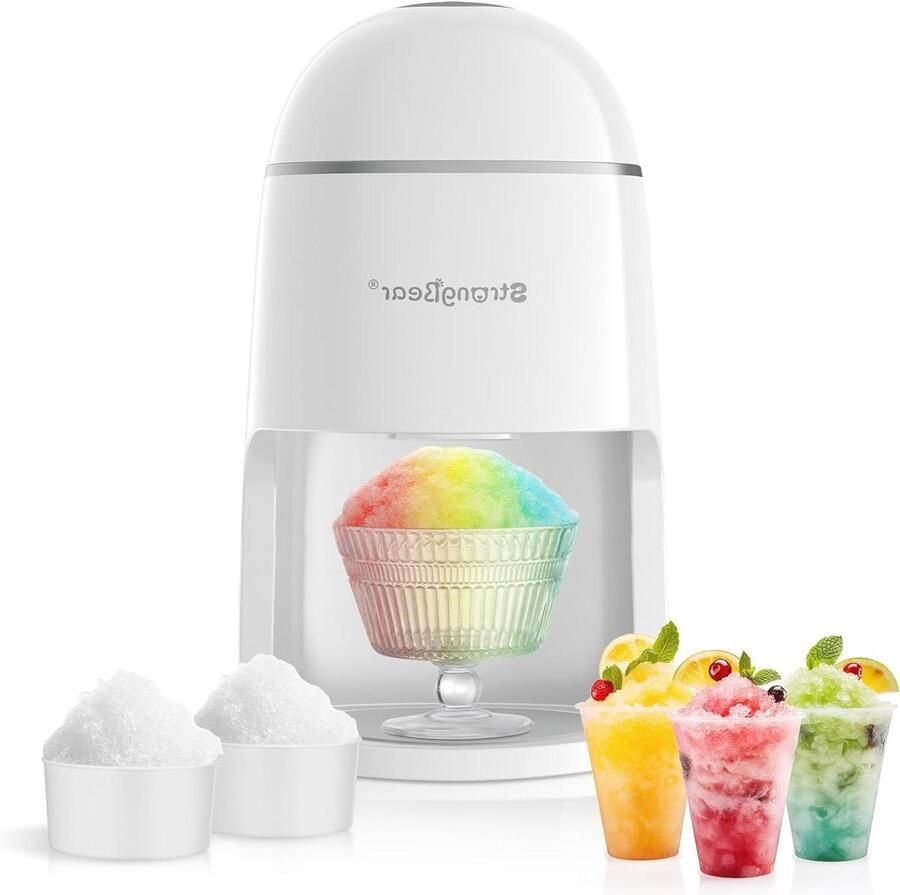 IJsscheerapparaat Elektrisch Sneeuwkegel Machine Zomerse Drankjes Maken Snel Scheerend IJs 19 cm Breed Wit