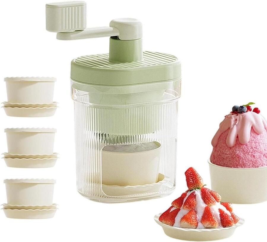Handmatig IJsmachine IJsscheerapparaat Sneeuwkegelmaker Desserts en Drankjes Maken Handgedraaid Zonder Elektriciteit 12x23 cm Wit