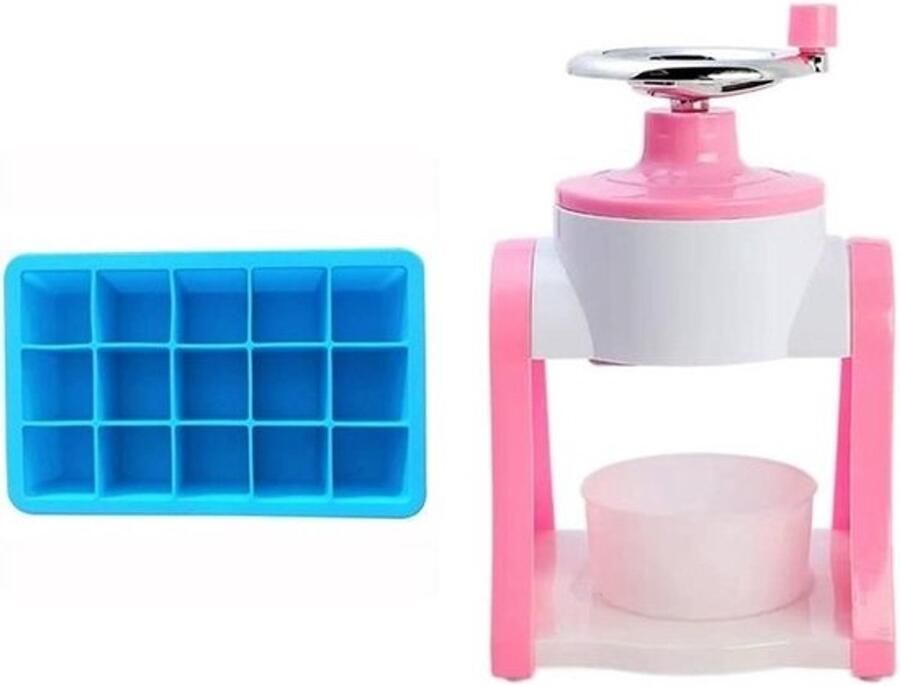 IJsschep Machine Handmatige Ijsbreker Thuis IJstraktaties Eenvoudige Hendel Bediening 27.5 cm Hoog Roze Set