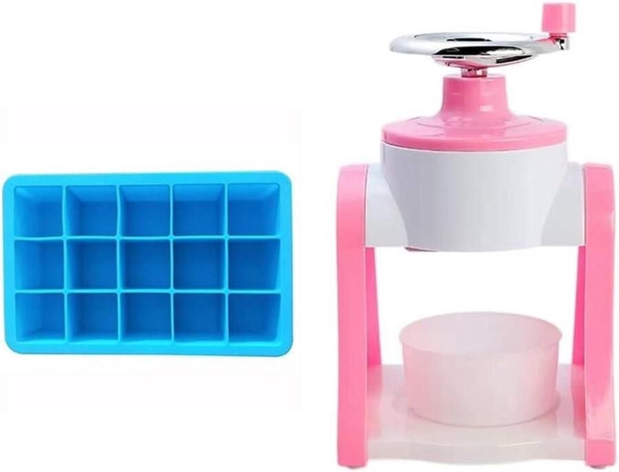 IJsschep Machine Handmatige Ijsbreker Thuis IJstraktaties Eenvoudige Hendel Bediening 27.5 cm Hoog Roze Set