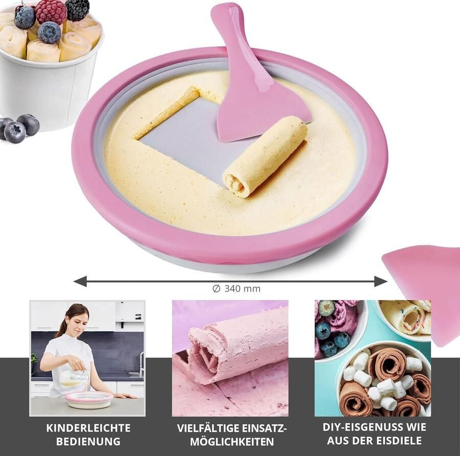IJsschep voor ijsrollen ijsrollers ijsrolmachine ijsrolplaat om zelf te rollen ijsmachine doe-het-zelf set opgerolde ijsmachine zelfkoelend ijsplaat - Foto 3