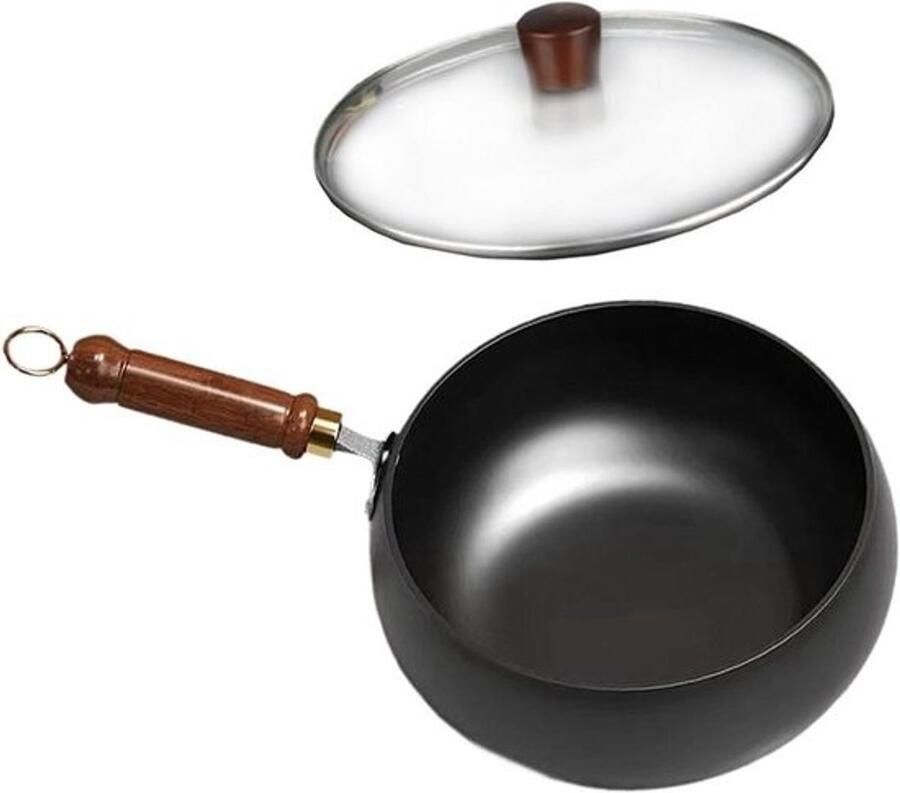 Antiaanbak Wokpan Roerbakpan met deksel Snel en gezond koken Gelijkmatige warmteverdeling 24 cm Zwart