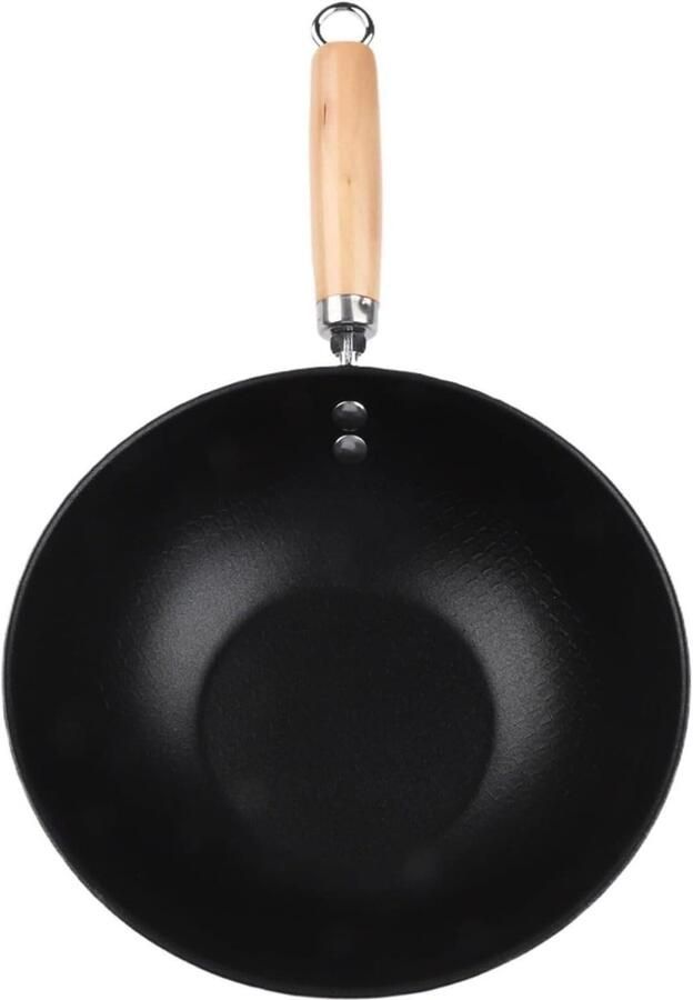 IJzeren koekenpan Wok pan Veelzijdig koken Platte bodem 22 cm Zwart