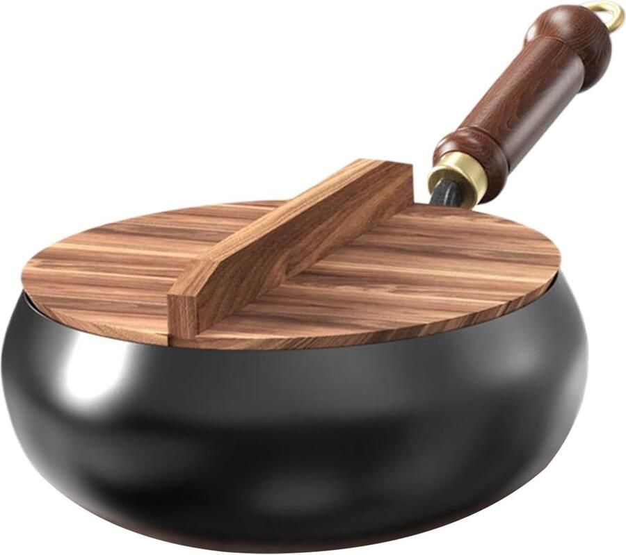 IJzeren Pan Frituurpan Keukengerei Kookstijlen Handgesmeed Robuust Ontwerp Diameter 24 cm Zwart