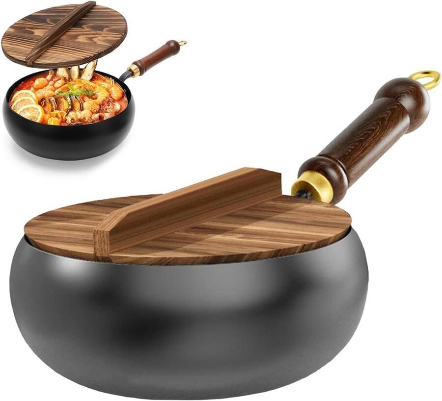 Ijzeren Pan Gietijzeren Braadpan Koken en Braden Handgesmeed Vakmanschap 25 cm Diameter Zwart