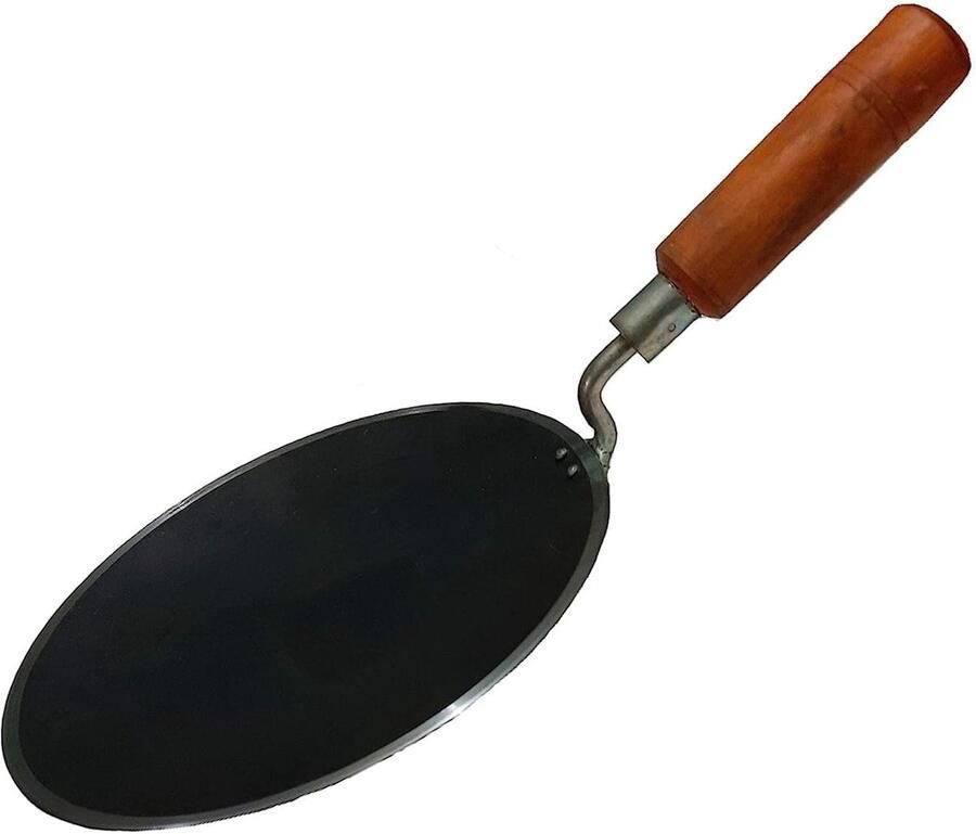 Ijzeren Pan Koekenpan Tawa Roti Bakken Handgemaakt Natuurlijk 1 Stuk Zwart