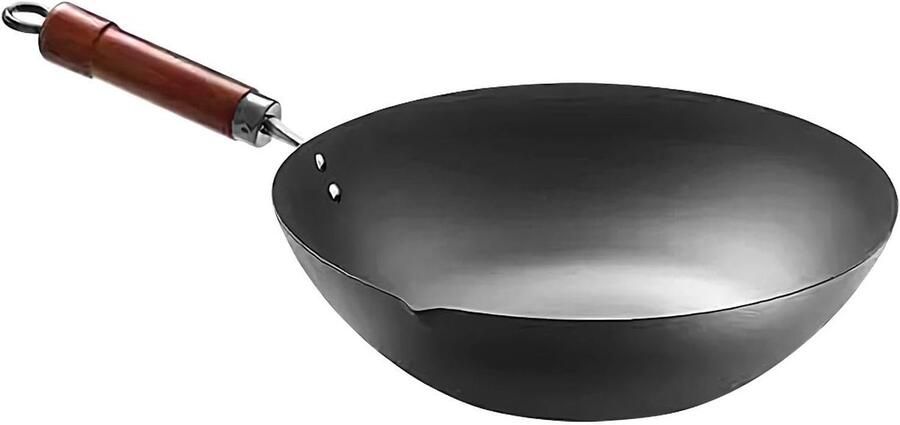IJzeren pan Kookgerei Gelijkmatig koken Ongecoat natuur 32 cm breed Zwart
