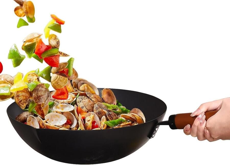IJzeren pan Kookpot Thuis koken Natuurlijk gekruid 11 inch Zwart