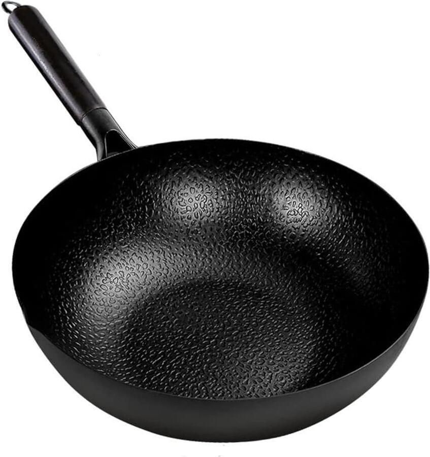 IJzeren Wok Koekenpan Buiten koken Handgesmeed 30cm Zwart